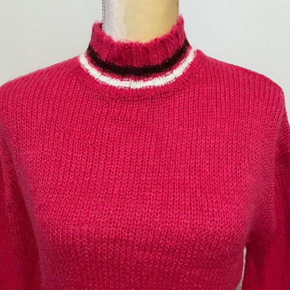 Derek Heart NWT Mock Neck Hot Pink Cropped Sweater Juniors Various - Picture 2 of 8